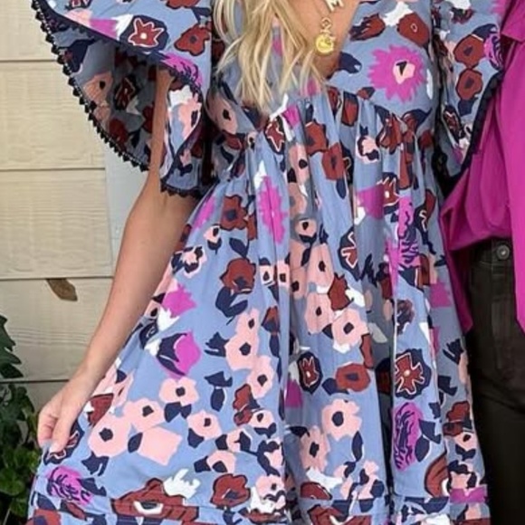 Cleobella Georgianb Mini Dress, Waterlily previously owned Lg - Picture 2 of 7